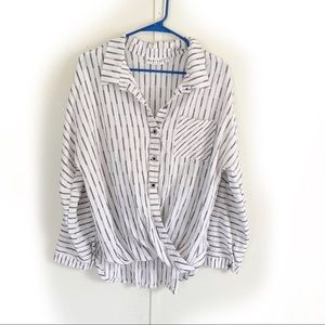 Habitat Hi Low Striped Button Down Twist Top